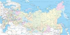 L-087 Карта Российской Федерации Регионы и крупные города  200х100 Карты